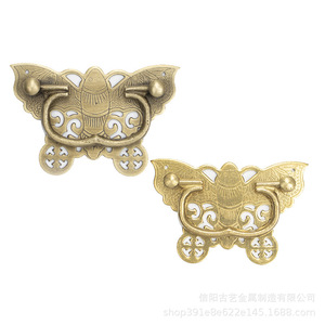 Poignée de tiroir en cuivre pur de style chinois, couleur bronze, pour porte d'armoire, poignée de meuble, art et art ancien - Product Image 5
