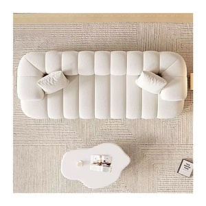 Divano Componibile Marshmallow Stile Nordico Minimalista Color Crema per <span class=keywords><strong>Soggiorno</strong></span> Piccolo o Appartamento Set in Tessuto Chic Francese - Product Image 5