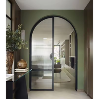 Puerta de Arco de Hierro con Marco de Acero y Vidrio Negro Curvo Interno Personalizado Estándar de Australia en Venta