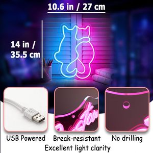 Double Cat Letreros Neon LED indoor hanging ambient light shop <b>sign</b> wall decoration light entrance indicator light luminous <b>sign</b> - Product Image 2