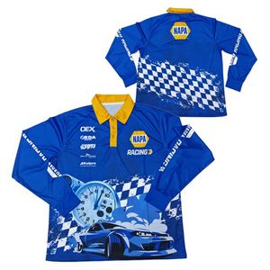 Maillot de pêche POLO personnalisé à manches longues, séchage rapide, motif LOGO bleu, sublimation UV, pour tournoi - Product Image 1
