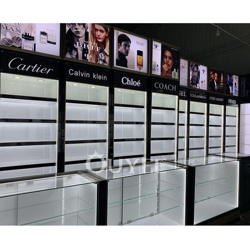 Демонстрация духов, витрина, украшение шкафа, магазин духов