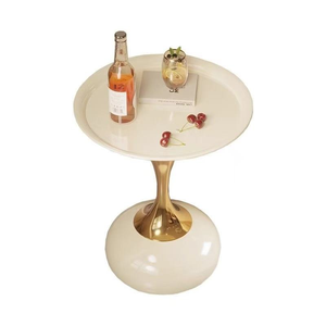 Modern <b>Round</b> <b>Side</b> <b>Table</b> Luxury Tray Top Accent <b>Table</b> Tulip Metal Base Corner Coffee <b>Table</b> for Living Room Salon Waiting Area - Product Image 1