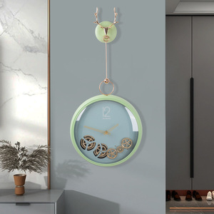 Modern Minimalist Wall Clock Round Milky Color Moving Gears Battery Powered Living Room Decor - Product Image 2