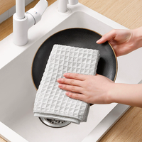 Serviette de cuisine en microfibre épaissie, motif gaufré carré, écologique, absorbante, pour la maison, la cuisine, le bar et la machine à café – Vente en gros, haute qualité