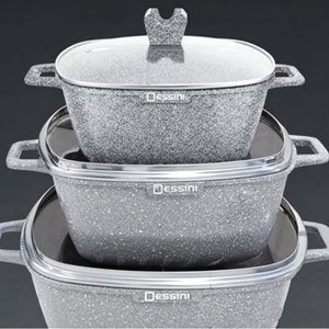 Ensemble de casseroles carrées professionnelles en aluminium 6 pièces 20 24 28 cm avec revêtement marbré, ustensiles de cuisine, vente en gros, fournitures de cuisine en vrac - Product Image 2