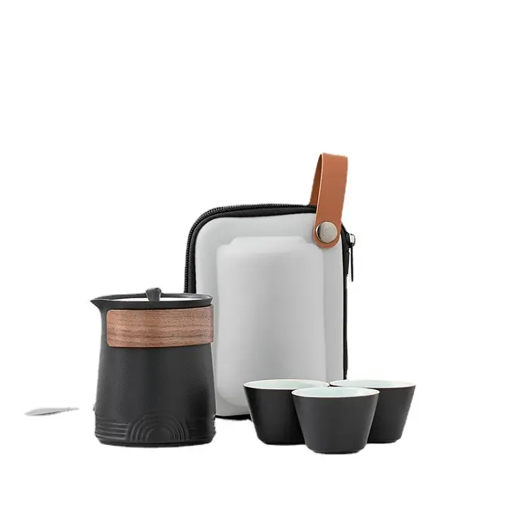 Express Cup Set Portable Porcelain Teapot Set One Teapot And 3 Tea with Travel Packaging Anti Scalding Oriental Zen
