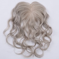 Cheveux naturels de haute qualité, 8 pouces, densité 100%, boucles lâches, mono-toppers 3x4, couleur sel et poivre, fabriqués à l'usine de Qingdao