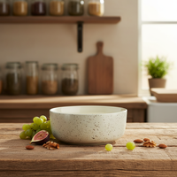 Service de table en céramique classique blanc moucheté |   Assiettes, bols et tasses en grès |   Compatible micro-ondes, lave-vaisselle et four