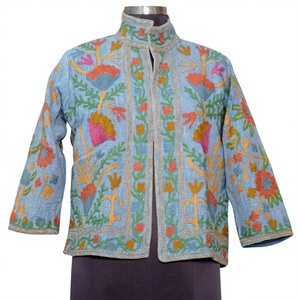 100% Cotton Floral Embroidery Suzani Quilted Jacket Breathable & Quick Dry Women's Casual Party Wear Ethnic Style Jacket - Product Image 1