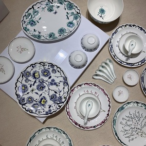 Discount 41-Piece European Luxury High Grade Porcelain Dinner Set Bone China <b>Dessert</b> Plate with Plant Pattern and Gift <b>Box</b> - Product Image 2