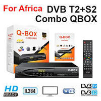 Récepteur Combo Q-BOX DVB T2+S2 pour l'Afrique, Décodeur TV Numérique HD H.264, Prise en Charge du WiFi, 4K, TV Terrestre et Satellite