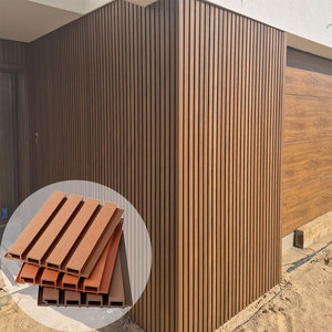 Revestimiento de pared europeo Wpc Paneles de pared <span class=keywords><strong>exterior</strong></span> absorbentes de sonido Tableros de revestimiento de plástico de madera impermeables - Product Image 1