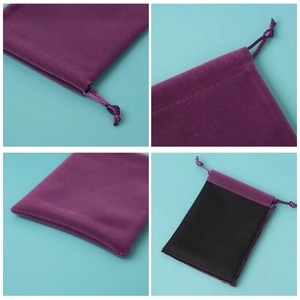 Bolsa de Almacenamiento de Joyería de Terciopelo con Cordón, Personalizada con Logotipo, de Alta Calidad, Gruesa, en Colores Morado, Blanco, Negro y Rosa, Bolsa Pequeña de Terciopelo para Joyería - Product Image 5