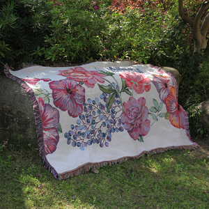 Coperta <span class=keywords><strong>in</strong></span> Jacquard Floreale Vintage con Basso MOQ, Design Personalizzato, Stile Francese, Coperta Decorativa per Arredamento Casa - Product Image 2