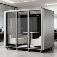 Cabine Acoustique Moderne en Aluminium, Autoportante, Installation Modulaire Rapide, Conception Durable et Écologique, Isolation Phonique pour Bureaux et Immeubles de Bureaux