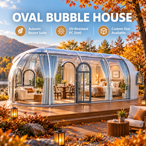 Suite de villégiature ovale d'automne, cabane de glamping panoramique en PC résistante aux UV avec options de taille personnalisées pour hôtel - Product Image 2