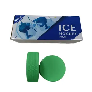 Goden Sports Green 4.5 OZ Wholesale Price 100 Pieces Hockey Balls Per Carton Official Size Rubber Ice Hockey Pucks