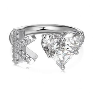 Anillos con Iniciales del Alfabeto K de Dylam, Plata S925, Ajustables, con Corazón, para Apilar, Regalo de Joyería para Madre e Hija, Cumpleaños - Product Image 1