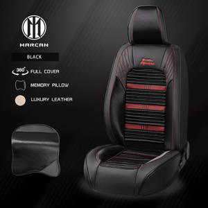 Housse de siège de voiture Marcan Health Care Sports Design, ensemble complet en cuir noir et tissu, durable, 10 pièces, respirante, tendance, universelle - Product Image 6