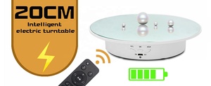 20cmmirror Glass nạp tiền hàng đầu xoay hiển thị đứng bàn xoay hiển thị chủ cho pha lê đồng hồ trang sức máy ảnh với điều khiển từ xa - Product Image 2