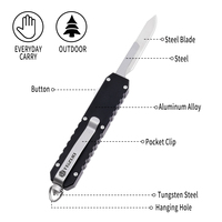 Couteau de poche multifonctionnel en aluminium, couteau utilitaire portable pour le camping, la chasse, la survie en plein air, couteau tactique EDC