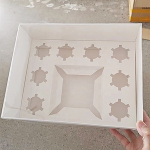 XJH 8 Cavitites Bento <span class=keywords><strong>Cake</strong></span> Box con Cupcakes Clear Cupcake <span class=keywords><strong>Cake</strong></span> Cookie <span class=keywords><strong>Cake</strong></span> Cupcake Pan Caja de embalaje para comida - Product Image 1