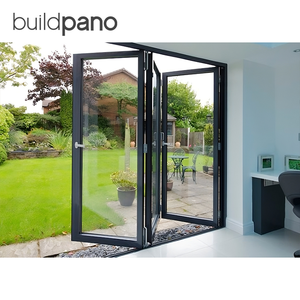 Porte coulissante pliante accordéon moderne en aluminium pour extérieur de villa, avec vitrage panoramique pour patio - Product Image 1