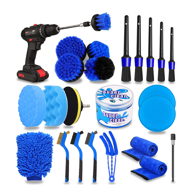 Car Detailing Kit Custom Auto Detailing Brush Set Wheel Brushes Car Air Conditioner Brush for Car Wash Auto Cleaning