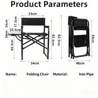 Chaise de camping en fer, pliable, robuste, avec table latérale, pour adultes, poche, plage, pêche, pique-nique, concert, utilisation en extérieur