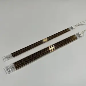 3000W Infrared Heating Lamp Twin Tube Golden Coated Quartz Glass Emitter Replacement Heraeus Quartz IR Heat Lamp