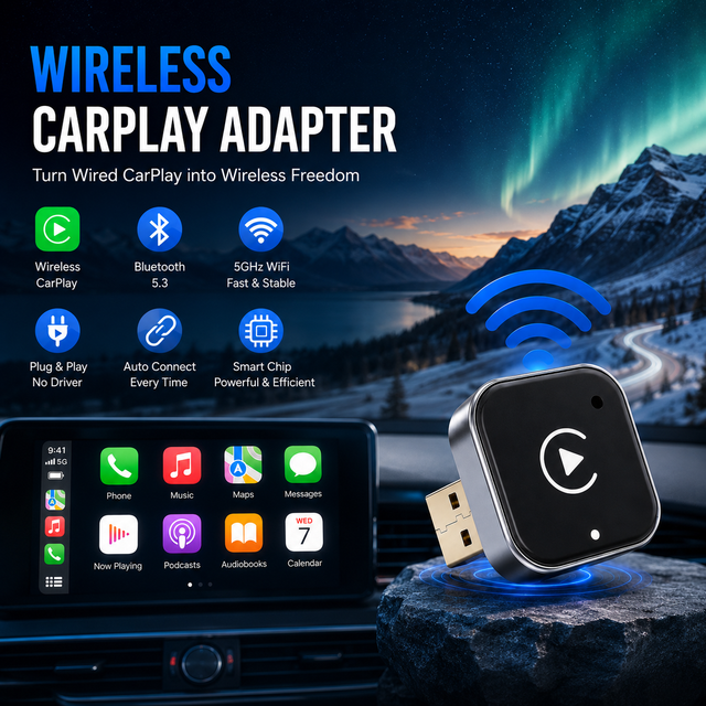 Smallest Mini Carplay Adapter Wireless Android Auto Dongle Portable Compact Vehicle Smart 2026 New Release Box