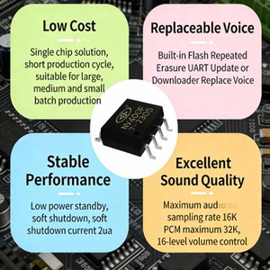 Circuit intégré vocal série NV400F avec contrôle du volume à 16 niveaux, solution monopuce, puce sonore programmable pour appareils intelligents, usine ODM - Product Image 2