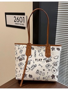 2026 New Trendy Large Capacity Versatile Tote <b>Bag</b> with Unique Graffiti Design, Simple and Stylish Shoulder <b>Bag</b> for Women - Product Image 3