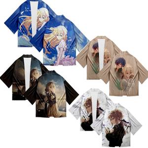 10 Stili di Kimono Giapponese <span class=keywords><strong>Violet</strong></span> <span class=keywords><strong>Evergarden</strong></span>, Camicie Haori Stampate a Colori, Mantello Anime, Costume per Cosplay - Product Image 1