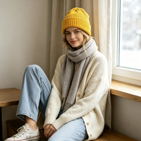 Bonnet en tricot côtelé vertical uni, style minimaliste, décontracté, doux, chaud et résistant au froid, idéal pour la photographie de rue et les activités de plein air