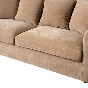 Divano Sezionale Moderno in Tessuto Similpelle <span class=keywords><strong>Beige</strong></span> a 3 Posti con Cuscini Morbidi per Appartamento, Soggiorno, Hotel, Villa e Uso Commerciale - Product Image 4