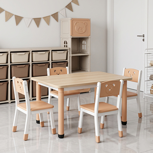 Table et chaise en bois pour enfants, mobilier pour maternelle, école préscolaire, garderie, crèche, école maternelle, environnement d'apprentissage éducatif - Product Image 1