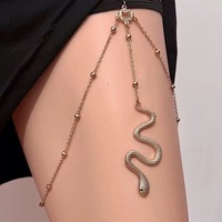 Bijoux exagérés harnais Sexy chaîne de jambe élastique réglable 925 perles d'or en argent Sterling chaîne de cuisse de serpent