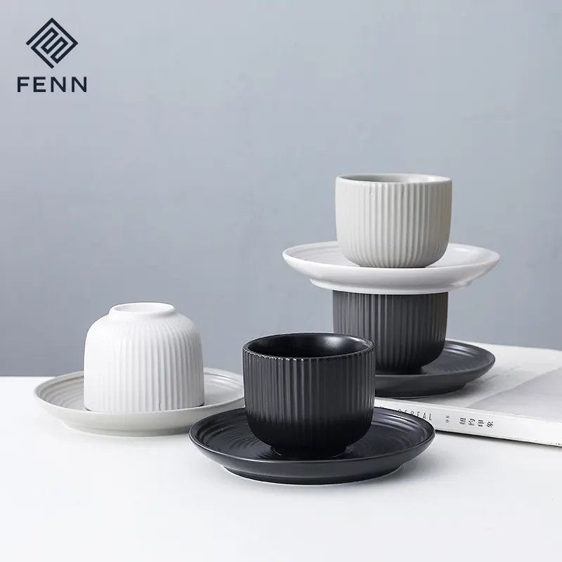 Custom 100/200ml Ceramic Espresso Cup Small Coffee Cup And Saucer Set