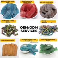 Zure Regenboog Bandjes Gummy Candy Zure Coating Multi-smaak Fruitstrips Halal Gecertificeerd Groothandel
