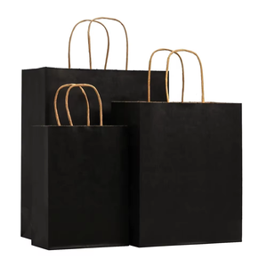 Sacs en papier <span class=keywords><strong>de</strong></span> <span class=keywords><strong>luxe</strong></span> noir mat en gros avec poignées pour vêtements, sacs cadeaux personnalisés en papier recyclé avec votre propre logo - Product Image 1