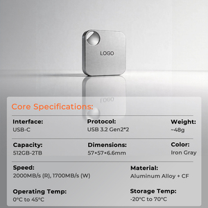 Drive Solid State Portabel yang Dapat Disesuaikan USB-C TYPE-C 512GB-2TB USB3.2 Gen2*2 2000MB/s dengan Logo Laser - Product Image 3