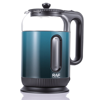 Bouilloire électrique en verre RAF R.7203 2025, nouveau design, capacité de 2 L, chauffe rapidement, pour usage domestique et hôtelier