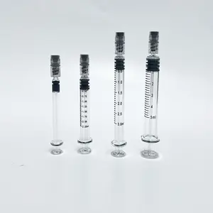 1ml 2.25ml 3ml 5ml vetro Luer lucchetto siringa con stantuffo vuoto cosmetico applicatore vetro borosilicato