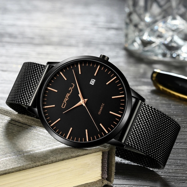 CRRJU 2172 Top Brand Quartz Watch Fashion Men Watches Stylish Mesh Steel Waterproof Wristwatch Relogio Masculino Hot Sale