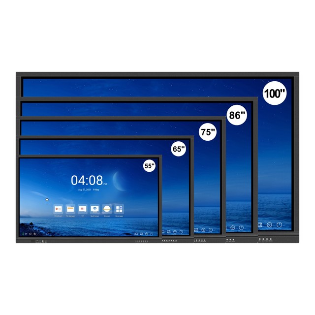20-Point Infrared Touch Interactive LCD Flat Panel 65 Inch 4K Smart Digital Whiteboard 48MP Camera Android OS for Business