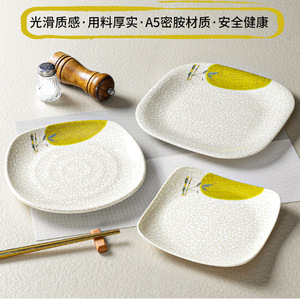Platos cuadrados de melamina para restaurantes, hoteles, comedores, imitación de porcelana, vajilla de comida rápida con diseño de plantas - Product Image 4