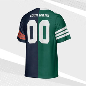 Maillot de football bicolore personnalisé, demi-maillot uniforme fendu, maillots en maille de football américain à sublimation vierge - Product Image 4
