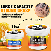 Gel Coiffant Tresses et Locs à Marque Privée, Fixation Maximale pour Bords, Grande Taille 33 oz et 60 oz, Gel de Tressage Propre et Net